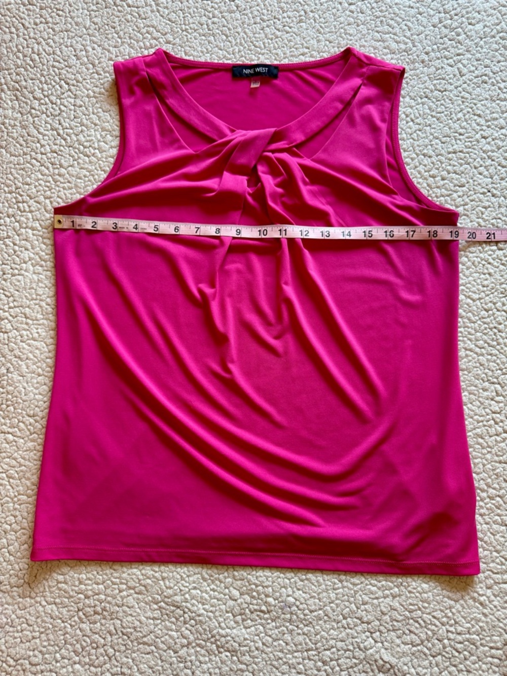 Nine West Hot Pink Twist Neck Sleeveless Blouse Top Size Large - Picture 6 of 9